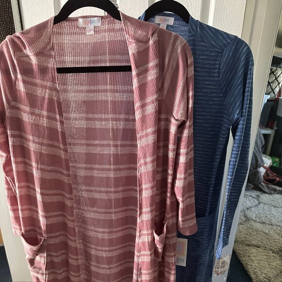 Lularoe Sarah Cardigan Sweaters Size Small NWT Blue Rose Pink - Picture 1 of 6